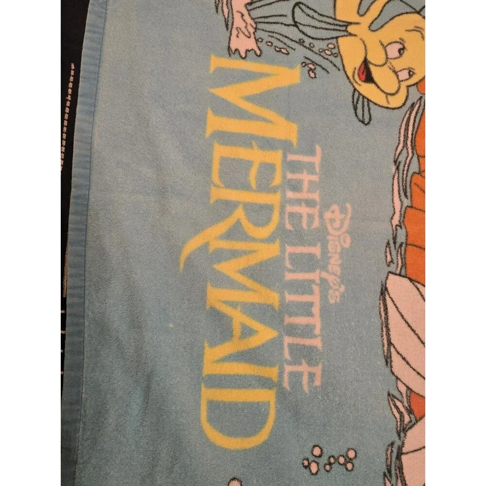 The Little Mermaid Vintage 90s Franco Disney Beach Towel 30x58 Triton Ursula